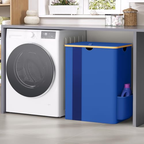 BlissTotes Laundry Basket with Lid, 150L Clothes Laundry Hamper with Handles and 2 Removable Laundry Bag, Breathable Design Hamper with Lid for Bedroom, Bathroom, Dorm, Laundry Room - Blue - color: Blue, size: 150L