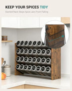 NESAPTO Spice Rack Organizer for Cabinet, Wooden 4 Tier Vertical Seasoning Organizers for Kitchen Pantry, Countertop/Wall Mount, Holds 32 Spice Jars (No Jars Included), 15.7" W × 9.4" H - size: Holds 32 Jars, 15.7"W × 9.4"H