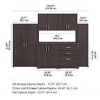Bush Business Furniture Universal 6 Piece Modular Closet Storage Set with Floor and Wall Cabinets in Storm Gray