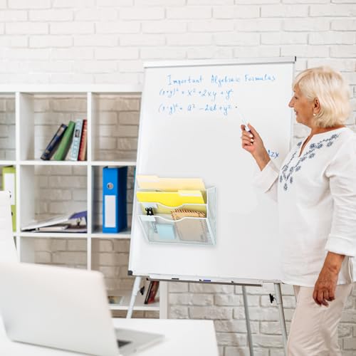 EASEPRES Magnetic 3 Pocket Mesh Hanging Wall File Organizer, Wall Mounted Mail Paper Document Folder Holder, Clipboard Storage Magazine Rack with Nametag Label for Office Home School, White - color: White, size: 3 Tier Magnetic