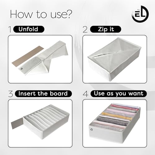 Drawer Organizer Clothes - 3 Set Multipurpose Dresser Drawer Organizer for Adults & Kids, Closet Foldable 10 Cells per Organizer - Non-Woven Fabric, T-Shirts, Baby Clothes, Shorts Organizer - White - color: WHITE (10 Cells)