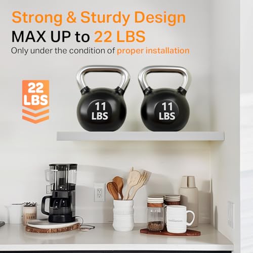 BAYKA White Floating Shelves for Wall Set of 3, Rustic Wood Wall Shelves with Metal Brackets for Bathroom, Bedroom, Kitchen, or Living Room Decor Organization, Sturdy Storage with 22lb Capacity - color: C. White - Modern Minimalist Style, size: 15.7inches