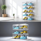 XL Shoe Storage Box,8 Pack Drop Side Shoe Boxes Clear Plastic Stackable,Sneaker Display Case with Magnetic Door Fit up to US 13（13.4”x 10.6”x 8.3”(8 Pack Clear) - color: XL 8 CLEAR