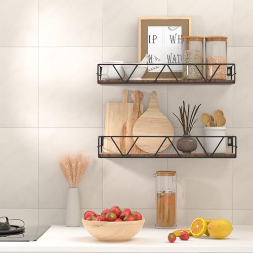 Amaoot Floating Shelves Set of 3, Home Wood Wall Shelf, Farmhouse Shelf for Bedroom, Wall Mounted Floating Shelf for Living Room, Bedroom, Bathroom, Kitchen, Office (Black) - color: Black
