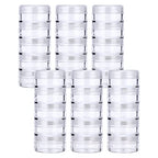 Hipiwe 6 Sets 5 Layers Plastic Round Storage Containers Small Art Craft Accessory Organizer Box 10ML Containers Jars for Jewelry Small bead Nail Designs Storage - size: 6Packs 1.5"D x3.9"H