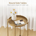 Garden 4 you Small Side Table, Gold Mini Round End Table, Black Tray Table with Metal Frame, Modern Nightstand for Living Room, Bedroom, Patio, Small Space, 2pcs - color: Gold, size: 2 PCS