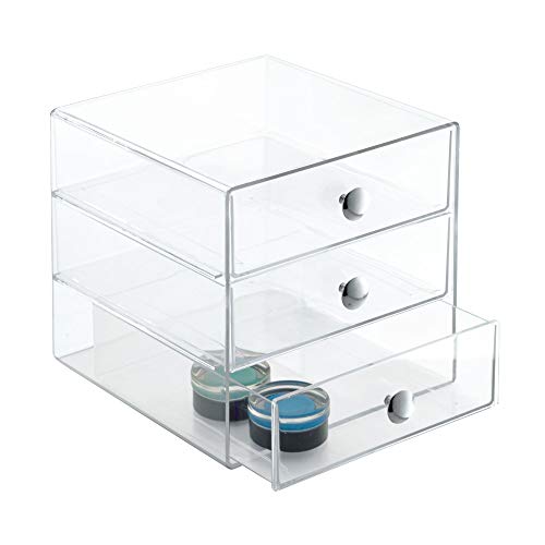 iDesign 3-Drawer Stackable Makeup Organizer - Clear Plastic Drawers for Bathroom, Vanity, or Desk - color: Clear, style: Pack of 1