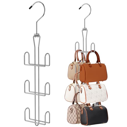 Purse Hanger 2 Pack,Purse Organizer for Closet,Rotatable Metal Bag Organizer,Purse Holder for Handbags,Belts,Scarves,Tote,Baseball Hats,Backpacks(Silver) - color: Silver
