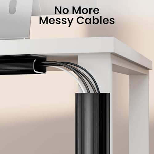 EVEO Cable Management Under Desk Kit (12 Units) - Under Desk Cable Management Cord Hider, Cable Hider Cord Management, Cable Organizer, Cord Organizer Tray - 192'' J Channel (12X16) - Black - color: Black, size: 12 units