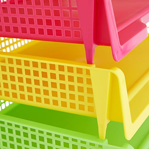 Bright Creations Teacher Supplies Letter Tray Organizer - 6-Pack Rainbow, 9 x 13 x 3 in - Stackable Paper Trays for Classroom & Teacher Desk Organizer