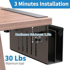 2 Tier Desk Side Storage, Desk Laptop Holder with Magnetic Pen Holder, No Drill Hanging Table Organizer for Office and Home Fits Flat Edge 0.3" to 2.3" - color: Black 2 Tier