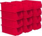Akro-Mils 30224 AkroBins Plastic Storage Bins, Space-Saving Stackable Bins for Garage, Pantry, Craft Organization, 11" L x 4" W x 4" H, Red, 12-Pack - color: Red