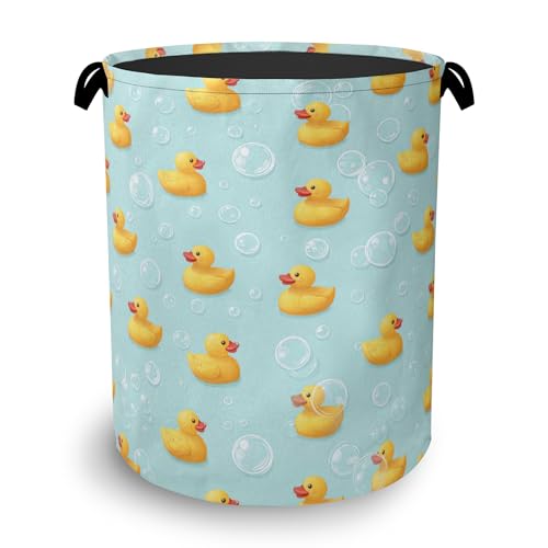 Cute Duck Laundry Basket,Foldable with Handles Tote Bag Oxford Cloth for Bathroom Bedroom Dirty Clothes Storage Bucket 16" x 20.8" - color: Cute Duck