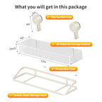 Suction Cup Shower Caddy, Removable Bathroom Organizer Shelf for Shower Storage, No Drilling Clear Square Shower Shelves, Large Capacity & Reusable, Home & Kitchen White - color: White