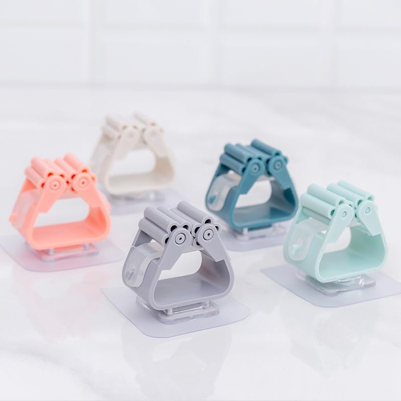 2Pcs Broom Holder Mop Hanger Wall Mount Hook Plastic Easy Install No-Drill Strong Adhesive Organizer - color: Gray, size: 2 Pcs