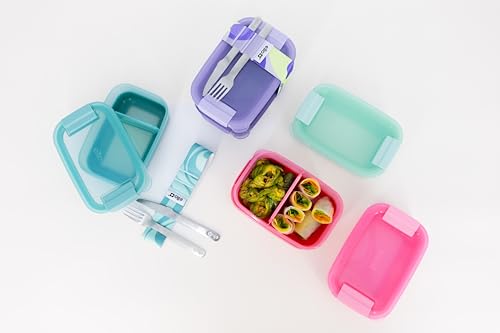 Ello 2-Pack Lunch Stack Plastic Food Storage Container Bento Box with Airtight, Leak-Proof Locking Plastic Lids and Silicone Base, BPA-Free, Freezer, Microwave, and Dishwasher Safe, Guava - color: Guava