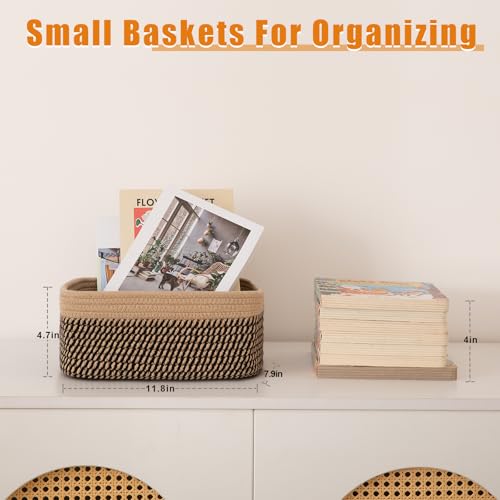 OIAHOMY 4 Pack Storage Baskets for Organizing, Small Bins for Shelves, Cute Decorative Storage Bins, Organizer Baskets for Gifts Empty, 11.8''Lx7.8''Wx4.7''H,Black/Yellow - color: Black/Yellow, size: 11.8"*7.8"*4.7"