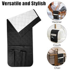 RETON Sofa Armrest Organizer with 5 Pockets, Non Slip Remote Control Caddy with 8 Pieces of Hook and Loop Fasteners, Armchair Caddy Holder Storage for Magazine Recliner Book TV Phone (Black) - color: Black