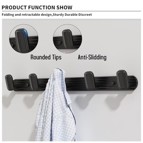 Coat Rack Wall Mount Black, 5 Hooks Rack Metal Coat Hanger Wall for Hanging Hat Purse and Robes, Towel Hook for Bathrooms and Entryway (1 Pack) - color: Black, size: Round 5 Hooks 1 Pack