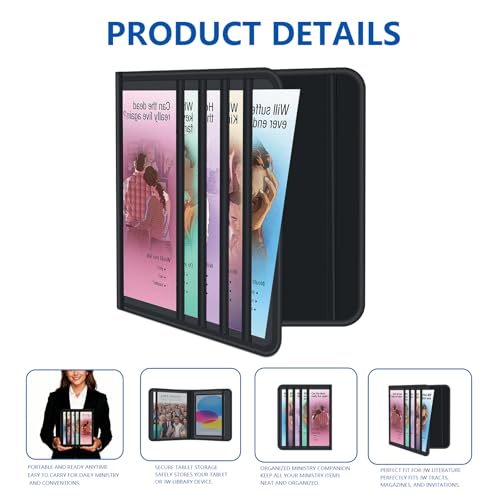 JW Magazine and Tract Holder,JW Field Service Supplies,Jehovah Witness Ministry Supplies,Jworg Accessories Best Life Ever Gifts,Ministry Organizer for Pioneers Bag Convention - color: Black