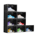 KEFA XL Shoe Storage Box Organizer, 8 Pack Shoe Boxes Clear Plastic Stackable, Sneaker Display Case Container Fit for US 13 (Side 8 PACK BLACK) - color: 8 PACK BLACK
