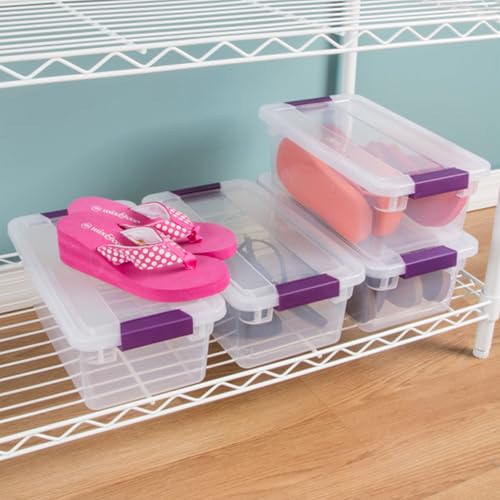 Sterilite 6 Qt ClearView Latch Storage Box Stackable Bin with Latching Lid, Plastic Container to Organize Shoes in Closet, Clear (24 Pack) - size: 24 Pack, style: 6 Quart