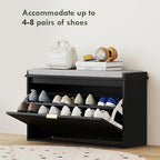 HOMCOM Narrow Shoe Bench with Padded Seat Cushion and Flip-Drawer, Small Entryway Bench Holds up to 265lb, Shoe Cabinet, 31.5x10.2x18.7 Inches, Black - color: Black, size: 31.5" x 10.2" x 18.7"