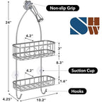 Simple Houseware Bathroom Hanging Shower Head Caddy Organizer, Silver (24 x 10.2 x 4.25 inches) - color: Silver, size: Medium
