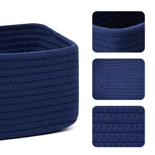 MiniArk Small Storage Baskets for Organizing | Closet Organizer Bins | Shelf Toy Basket | Woven Rope Baskets | Cube Decorative Box | Shallow Basket | 11.5x7.5x4.7” | 3 Packs Navy Blue - color: Navy Blue, size: 3pcs-L11.5xW7.5xH4.7"