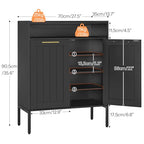 HOOBRO Shoe Cabinet, 6-Tier Shoe Storage Cabinet, Shoe Organizer Cabinet with Adjustable Shelves, Shoe Cabinet Storage with Doors, Shoes Rack Organizer Cabinet for Entryway, Hallway, Black BK15SC01