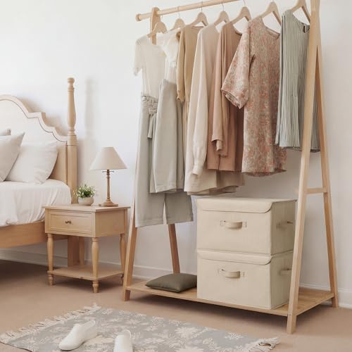 GRANNY SAYS Stoarge Basket with Lid, Decorative Storage Boxes, Closet Storage Bins for Clothes, Collapsible Stackable Organization, Khaki, 2-Pack - color: Khaki, size: Large-2 Pack
