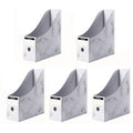Foldable Desk File Holder Organizer Sturdy Cardboard Magazine Storage Box Document Rack with Blank Label Stickers for Home School Office (5, Marble) - color: Marble