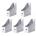 Foldable Desk File Holder Organizer Sturdy Cardboard Magazine Storage Box Document Rack with Blank Label Stickers for Home School Office (5, Marble) - color: Marble
