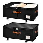 Freebat Under Bed Storage Organizer with Wheels, Underbed Container with Clear Lid Cover, Storage Bag Box with Visiable Window for Clothes, Bedsheet, Pillow, 2 Pack - size: 10 Inch