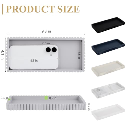 Silicone Bathroom Tray Small Vanity Organizer Rectangle Sink Caddy Sponge Holder Kitchen Counter Decor for Dish Soap, Perfume, Candle, Light Gray - color: Light Gray