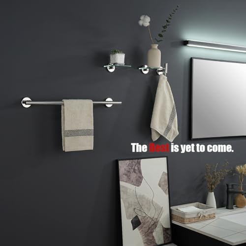 JQK Small Floating Glass Shelves Chrome, 4 Inch Display Ledges for Wall, Mini Decor, Living Room Bedroom Bathroom, Tempered Glass Shower Storage, 2 Pack, TGS101L4-CH-P2 - color: Chrome, size: 4 Inch (2 Pack)