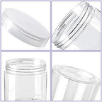 20 Pack 4oz Clear Plastic Jars with Lids,115ml Wide-Mouth Refillable Storage Containers,Empty Round Containers for Candy,Beads,Lotion,Slime Making and Food Storage