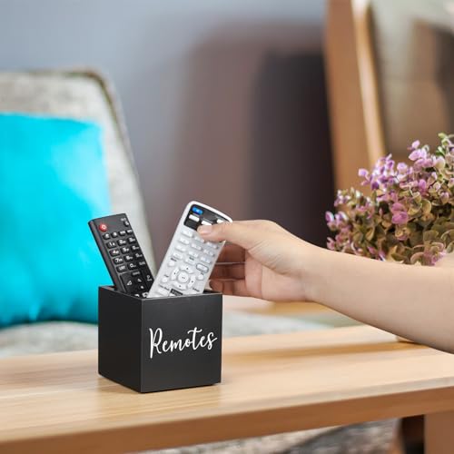 DRASTAR Remote Control Holder, Wood TV Remote Holder, Remote Storage Caddy, Remote Control Organizer (Black, 1 Slot) - color: Black, size: 1 Slot