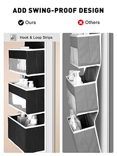Yecaye 6-Tier Over The Door Storage Organizer, Flexible 1 Split into 2 Swing-Proof Hanging Bathroom Organizer, Bedroom Organizers and Storage for Newborn Baby Essentials, Black - color: Black, size: 6 Tier