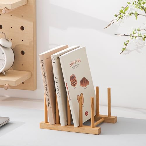 HBlife 4pcs Bamboo Dish Plate Bowl Cup Book Pot Lid Cutting Board Drying Rack Stand Drainer Storage Holder Organizer Kitchen Cabinet（Keep Dry） - color: Bamboo 4 Slots 4pcs