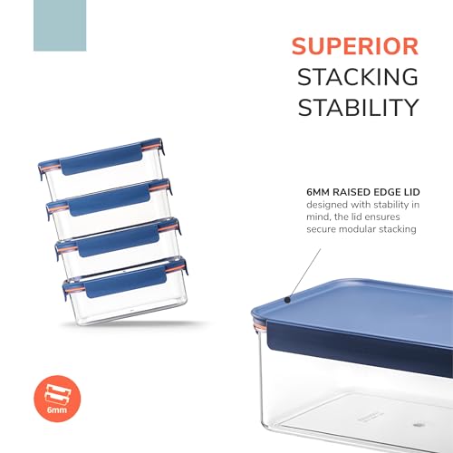 LocknLock Modular Plus Airtight Food Storage Containers, 10-Piece Set, BPA-Free, Modular Stacking, Tritan, Navy - color: Navy, size: 10 set (5 containers & 5 Lids)