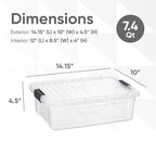 Superio 7.4 Quart Clear Plastic Storage Bin with Lid, Non-Toxic, BPA Free, Odor Free, Organizer Storage Box, Stackable Plastic Tote for Home, Garage, School, and Office - size: 7.4 Qt