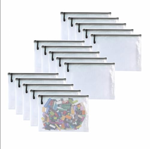 Oaimyy-15 Pcs-5"x 7"-Mesh Zipper Pouches File Bags Puzzle Storage Bags Folders Large Bag Zip Pouch for Office Supplies,Organizing Classroom Storage,Board Game Organization-Black - color: Black, size: 5"x 7"