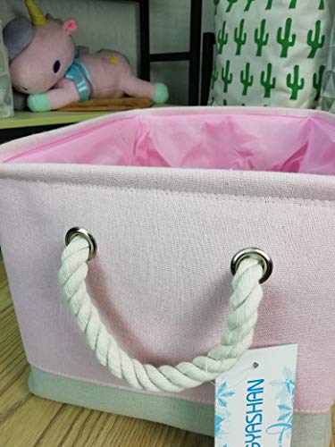 LANGYASHAN Rectangular Storage Bin Collapse Canvas Fabric Cartoon Storage Basket with Handles for Organizing Home Kitchen Boys and Girls Toys Office Closet Shelf Baskets (Girl) - color: REC pink girl