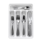 madesmart Small Silverware Tray, Compact 5 Compartment Flatware Organizer for Forks, Knives & Spoons, Non Slip, Soft Grip Lining, Fits Small Drawers, White