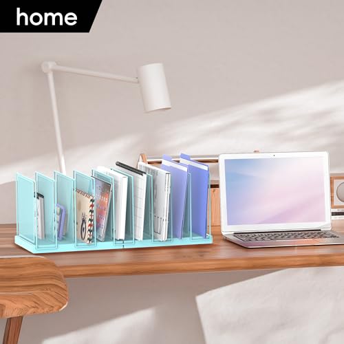 9-Section Desk File Organizer, Vertical File Holder, Mesh Desktop File Folder Metal File Organizer Stand for Office Home Classroom, Blue - color: Blue, size: 1 Pack 9-Section