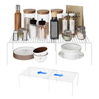 Expandable Storage Shelf, Pantry Organizers and Storage, Adjustable Rustproof Metal Wire Spice Rack, Space Saver Kitchen Storage Shelves for Pan, Pot, Countertop, Drawer, Fridge, Set of 2, White - size: 2Pack-White-13.5-23 x 10 inch