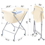 ELYKEN Laundry Cart with Wheels, 33”H Easy Rolling Laundry Hamper with Removable Liner Bag, Sturdy Metal Frame Clothes Basket with 4 Casters and 2 Brakes - color: Creamy, size: 25.6"L x 22"W x 33"H