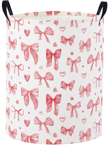 Baby Laundry Basket Baby Nursery Hamper Kids Laundry Basket Toy Storage Bin for Boys Room Decor Gift Baskets for Bedroom Bathroom(Heart Bowknot) - color: Heart Bowknot