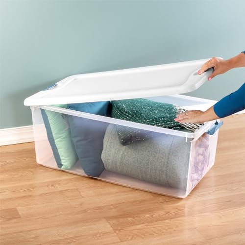 Sterilite 16-Pack Latching Box, Under Bed Storage Bins with Lids, Clear Plastic, 106 Quart - Heavy-Duty Organizing Containers for Closet, Bathroom, and Office - size: 106 Quart, style: 16 Pack
